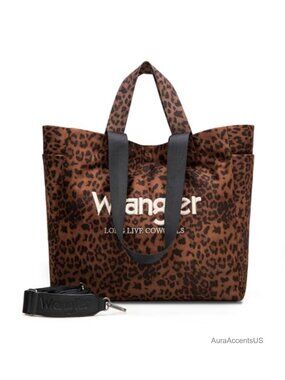 Large Leopard Print Tote Bag Multi-Pocket Satchel Crossbody Travel Work Purse
